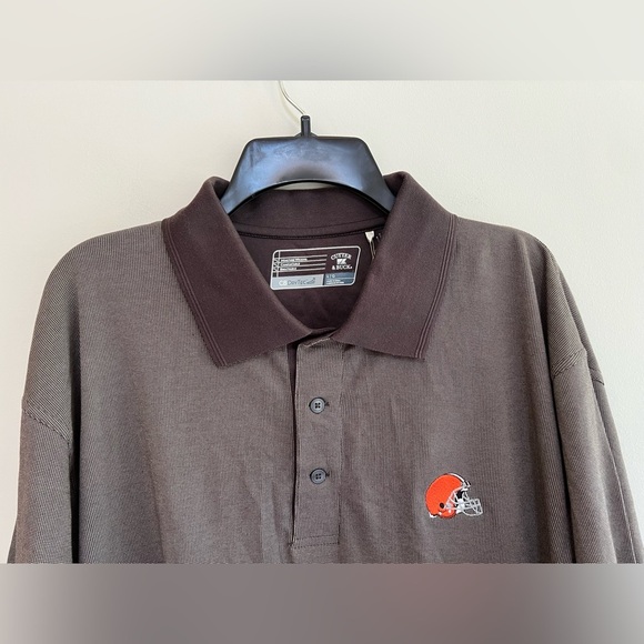 NWT Cutter & Buck Cleveland Browns Birdseye Performance Polo, Brown, L - Picture 8 of 8